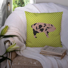Load image into Gallery viewer, Mini Miniature Pig Green Throw Pillow - 14x14 Decorative Pillow – Art for Your Home &amp; Patio BB7761PW1414