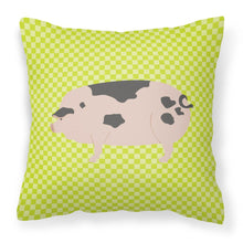 Load image into Gallery viewer, Gloucester Old Spot Pig Green Fabric Decorative Pillow BB7766PW1818