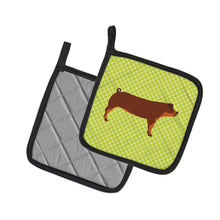 Load image into Gallery viewer, Duroc Pig Green Pot Holders - Set of 2 - Heat-Resistant Kitchen Essentials BB7768PTHD