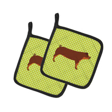 Load image into Gallery viewer, Duroc Pig Green Pot Holders - Set of 2 - Heat-Resistant Kitchen Essentials BB7768PTHD