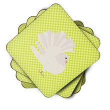 Load image into Gallery viewer, Silver Fantail Pigeon Green Foam Coaster  BB7776FC