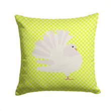 Load image into Gallery viewer, Silver Fantail Pigeon Green Throw Pillow - 14x14 Decorative Pillow – Art for Your Home &amp; Patio BB7776PW1414