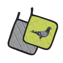 Load image into Gallery viewer, Racing Pigeon Green Pot Holders - Set of 2 - Heat-Resistant Kitchen Essentials BB7777PTHD