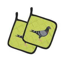 Load image into Gallery viewer, Racing Pigeon Green Pot Holders - Set of 2 - Heat-Resistant Kitchen Essentials BB7777PTHD