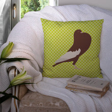 Load image into Gallery viewer, English Pouter Pigeon Green Throw Pillow - 14x14 Decorative Pillow – Art for Your Home &amp; Patio BB7780PW1414