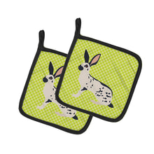 Load image into Gallery viewer, English Spot Rabbit Green Pot Holders - Set of 2 - Heat-Resistant Kitchen Essentials BB7787PTHD