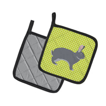 Load image into Gallery viewer, Giant Chinchilla Rabbit Green Pot Holders - Set of 2 - Heat-Resistant Kitchen Essentials BB7792PTHD