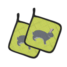 Load image into Gallery viewer, Giant Chinchilla Rabbit Green Pot Holders - Set of 2 - Heat-Resistant Kitchen Essentials BB7792PTHD