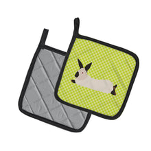 Load image into Gallery viewer, California White Rabbit Green Pot Holders - Set of 2 - Heat-Resistant Kitchen Essentials BB7793PTHD