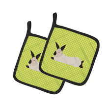 Load image into Gallery viewer, California White Rabbit Green Pot Holders - Set of 2 - Heat-Resistant Kitchen Essentials BB7793PTHD