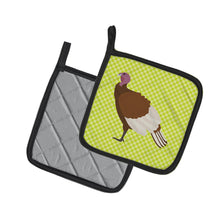 Load image into Gallery viewer, Bourbon Red Turkey Hen Green Pot Holders - Set of 2 - Heat-Resistant Kitchen Essentials BB7808PTHD