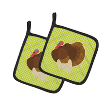 Load image into Gallery viewer, French Turkey Dindon Green Pot Holders - Set of 2 - Heat-Resistant Kitchen Essentials BB7816PTHD