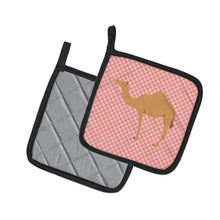 Load image into Gallery viewer, Arabian Camel Dromedary Pink Check Pot Holders - Set of 2 - Heat-Resistant Kitchen Essentials BB7817PTHD