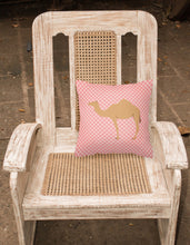 Load image into Gallery viewer, Arabian Camel Dromedary Pink Check Fabric Decorative Pillow BB7817PW1818