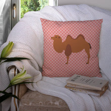 Load image into Gallery viewer, Bactrian Camel Pink Check Throw Pillow - 14x14 Decorative Pillow – Art for Your Home &amp; Patio BB7818PW1414