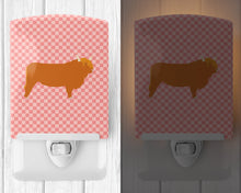 Load image into Gallery viewer, Highland Cow Pink Check Ceramic Night Light BB7820CNL