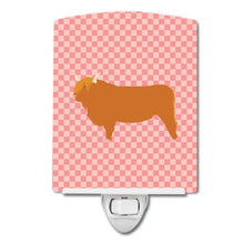 Load image into Gallery viewer, Highland Cow Pink Check Ceramic Night Light BB7820CNL