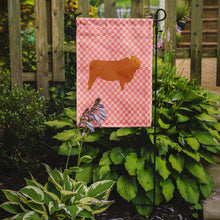 Load image into Gallery viewer, Highland Cow Pink Check Garden Flag - Outdoor Decorative Yard Flag