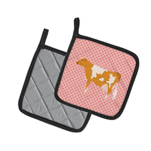 Load image into Gallery viewer, Guernsey Cow Pink Check Pot Holders - Set of 2 - Heat-Resistant Kitchen Essentials BB7821PTHD