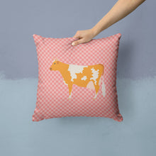 Load image into Gallery viewer, Guernsey Cow Pink Check Throw Pillow - 14x14 Decorative Pillow – Art for Your Home &amp; Patio BB7821PW1414