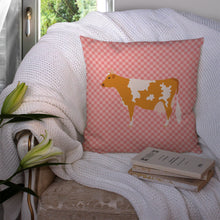 Load image into Gallery viewer, Guernsey Cow Pink Check Throw Pillow - 14x14 Decorative Pillow – Art for Your Home &amp; Patio BB7821PW1414
