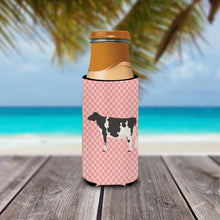 Load image into Gallery viewer, Holstein Cow Pink Check   Hugger for slim cans