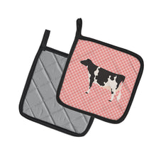 Load image into Gallery viewer, Holstein Cow Pink Check Pot Holders - Set of 2 - Heat-Resistant Kitchen Essentials BB7822PTHD