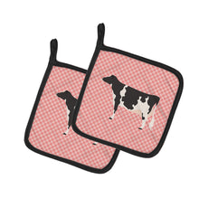 Load image into Gallery viewer, Holstein Cow Pink Check Pot Holders - Set of 2 - Heat-Resistant Kitchen Essentials BB7822PTHD