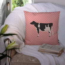 Load image into Gallery viewer, Holstein Cow Pink Check Throw Pillow - 14x14 Decorative Pillow – Art for Your Home &amp; Patio BB7822PW1414
