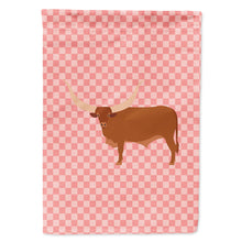 Load image into Gallery viewer, Ankole-Watusu Cow Pink Check Flag Canvas House Size BB7823CHF