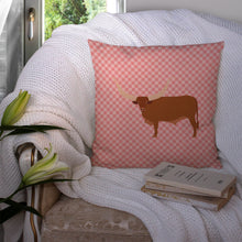 Load image into Gallery viewer, Ankole-Watusu Cow Pink Check Throw Pillow - 14x14 Decorative Pillow – Art for Your Home &amp; Patio BB7823PW1414