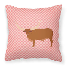 Load image into Gallery viewer, Ankole-Watusu Cow Pink Check Fabric Decorative Pillow BB7823PW1818