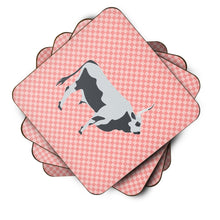 Load image into Gallery viewer, Hungarian Grey Steppe Cow Pink Check Foam Coaster  BB7824FC