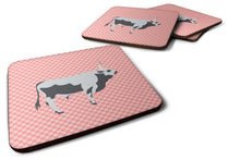 Load image into Gallery viewer, Hungarian Grey Steppe Cow Pink Check Foam Coaster  BB7824FC