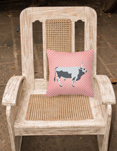 Load image into Gallery viewer, Hungarian Grey Steppe Cow Pink Check Fabric Decorative Pillow BB7824PW1818