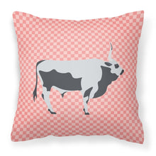 Load image into Gallery viewer, Hungarian Grey Steppe Cow Pink Check Fabric Decorative Pillow BB7824PW1818