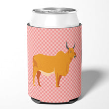 Load image into Gallery viewer, Zebu Indicine Cow Pink Check Can or Bottle Hugger BB7825CC