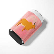 Load image into Gallery viewer, Zebu Indicine Cow Pink Check Can or Bottle Hugger BB7825CC