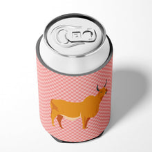 Load image into Gallery viewer, Zebu Indicine Cow Pink Check Can or Bottle Hugger BB7825CC