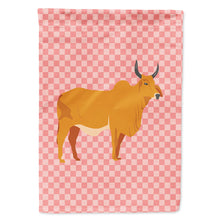 Load image into Gallery viewer, Zebu Indicine Cow Pink Check Flag Canvas House Size BB7825CHF