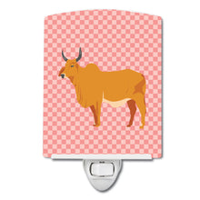 Load image into Gallery viewer, Zebu Indicine Cow Pink Check Ceramic Night Light BB7825CNL