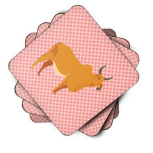 Load image into Gallery viewer, Zebu Indicine Cow Pink Check Foam Coaster  BB7825FC