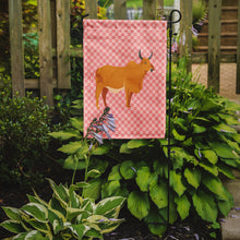 Load image into Gallery viewer, Zebu Indicine Cow Pink Check Garden Flag - Outdoor Decorative Yard Flag