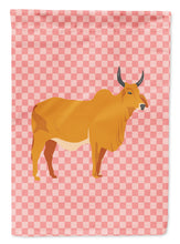 Load image into Gallery viewer, Zebu Indicine Cow Pink Check Garden Flag - Outdoor Decorative Yard Flag