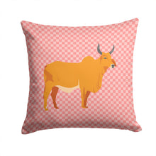 Load image into Gallery viewer, Zebu Indicine Cow Pink Check Throw Pillow - 14x14 Decorative Pillow – Art for Your Home &amp; Patio BB7825PW1414