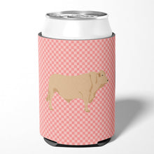 Load image into Gallery viewer, Charolais Cow Pink Check Can or Bottle Hugger BB7826CC
