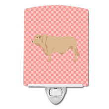 Load image into Gallery viewer, Charolais Cow Pink Check Ceramic Night Light BB7826CNL