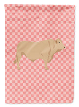 Load image into Gallery viewer, Charolais Cow Pink Check Garden Flag - Outdoor Decorative Yard Flag