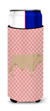Load image into Gallery viewer, Charolais Cow Pink Check   Hugger for slim cans