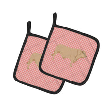 Load image into Gallery viewer, Charolais Cow Pink Check Pot Holders - Set of 2 - Heat-Resistant Kitchen Essentials BB7826PTHD